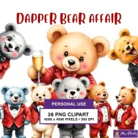 Formal Bear Party Clipart PNG - Personal Use License – Image 1