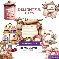 Baking Tea Time Clipart PNG - Personal Use License – Image 1