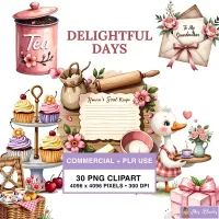 Baking Tea Time Clipart PNG - Commercial + PLR Use License License – Image 1