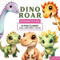 Cute Dinosaur Clipart PNG - Extended License – Image 1