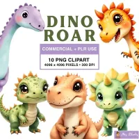 Cute Dinosaur Clipart PNG - Commercial + PLR Use License – Image 1