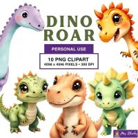 Cute Dinosaur Clipart PNG - Personal Use License – Image 1