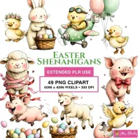 Easter Animals Clipart PNG - Extended License – Image 1