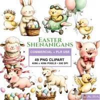Easter Animals Clipart PNG - Commercial + PLR Use License – Image 1