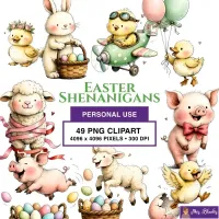 Easter Animals Clipart PNG - Personal Use License – Image 1