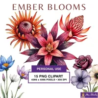 Autumn Floral Clipart PNG - Personal Use License – Image 1