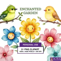 Cute Garden Clipart PNG - Personal Use License – Image 1