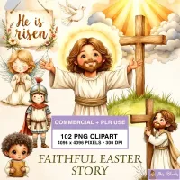 Christian Easter Clipart PNG - Commercial + PLR Use License – Image 1