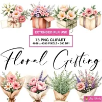 Floral Gift Clipart PNG - Extended License – Image 1