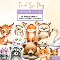 Relaxing Animal Spa Clipart PNG - Commercial + PLR Use License – Image 1