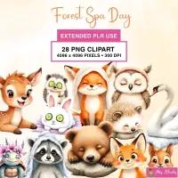 Relaxing Animal Spa Clipart PNG - Extended License – Image 1