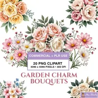 Floral Bouquet Clipart PNG - Commercial + PLR Use License – Image 1