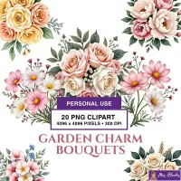 Floral Bouquet Clipart PNG - Personal Use License – Image 1