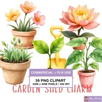 Garden Plant Clipart PNG - Commercial + PLR Use License – Image 1