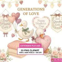 Mothers Day Duck Clipart PNG - Extended License – Image 1