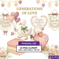 Mothers Day Duck Clipart PNG - Personal Use License – Image 1