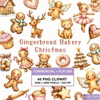 Gingerbread Christmas Clipart PNG - Commercial + PLR Use License – Image 1