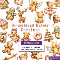 Gingerbread Christmas Clipart PNG - Personal Use License – Image 1