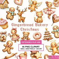 Gingerbread Christmas Clipart PNG - Extended License – Image 1