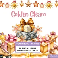 Golden Gift Clipart PNG - Commercial + PLR Use License – Image 1