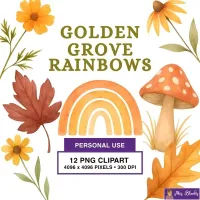 Autumn Rainbow Clipart PNG - Personal Use License – Image 1