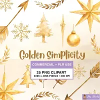 Minimal Gold Clipart PNG - Commercial + PLR Use License – Image 1