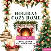 Cozy Christmas Home Clipart PNG - Extended License – Image 1