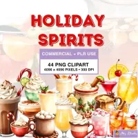 Holiday Drinks Clipart PNG - Commercial + PLR Use License – Image 1