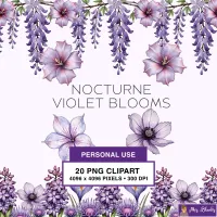 Violet Floral Clipart PNG - Personal Use License – Image 1