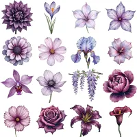 Violet Floral Clipart PNG - Extended License – Image 2