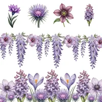Violet Floral Clipart PNG - Extended License – Image 3