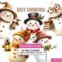 Whimsical Winter Snowman Clipart PNG - Extended License – Image 1