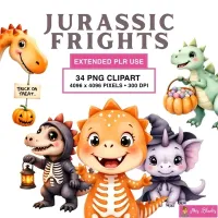 Cute Halloween Dinosaur Clipart PNG - Extended License – Image 1