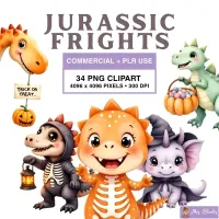 Cute Halloween Dinosaur Clipart PNG - Commercial + PLR Use License – Image 1