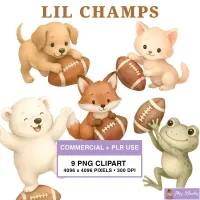 Football Animals Clipart PNG - Commercial + PLR Use License – Image 1