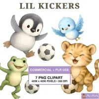 Soccer Animal Clipart PNG - Commercial + PLR Use License – Image 1