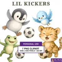 Cute Soccer Animal Clipart PNG - Personal Use License – Image 1