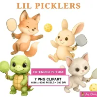 Cute Pickleball Animal Clipart PNG - Extended License – Image 1
