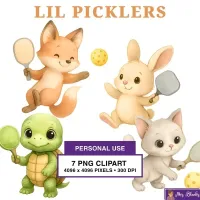Cute Pickleball Animal Clipart PNG - Personal Use License – Image 1
