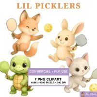 Cute Pickleball Animal Clipart PNG - Commercial + PLR Use License – Image 1