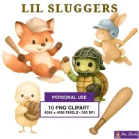 Cute Baseball Animal Clipart PNG - Personal Use License – Image 1