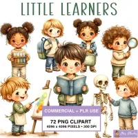 Cute Kids Learning School Clipart PNG - Commercial + PLR Use License – Image 1