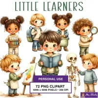 Cute Kids Learning School Clipart PNG - Personal Use License – Image 1