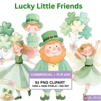 Cute Saint Patricks Day Kids Clipart PNG - Commercial + PLR Use License – Image 1
