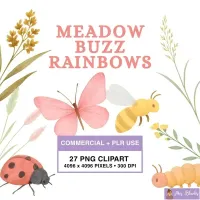 Soft Meadow Insect Clipart PNG - Commercial + PLR Use License – Image 1