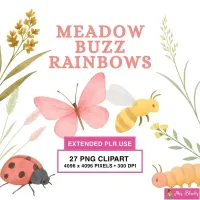 Soft Meadow Insect Clipart PNG - Extended License – Image 1