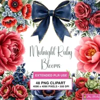 Romantic Floral Bow Clipart PNG - Extended License – Image 1