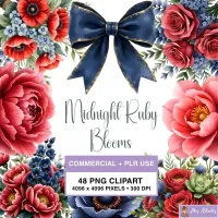 Romantic Floral Bow Clipart PNG - Commercial + PLR Use License – Image 1
