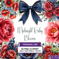 Romantic Floral Bow Clipart PNG - Personal Use License – Image 1