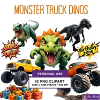 Monster Truck Dinosaur Clipart PNG - Personal Use License – Image 1
